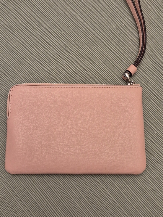 COACH Pink Floral Perforated Leather Wristlet Card Slots EUC - Picture 2 of 4